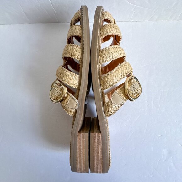 Dolce Vita Falcun Raffia Buckle Sandals Natural 8.5 - Picture 5 of 10